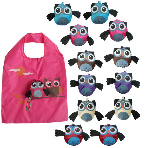 12 Shopping Bags Owl Theme Reusable and Foldable